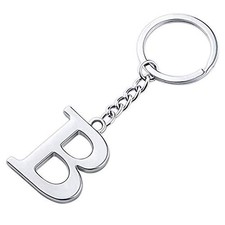 Initial Letter Keychain Alphabet Key Rings Stainless Steel Letter Charm Keych...