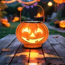 Halloween Pumpkin Solar Lanterns - Jack O Lantern Hanging Solar Light Waterproof