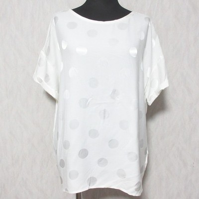 iBLUES Dot Pattern Short Sleeve Blouse, Size 36, White Women USED