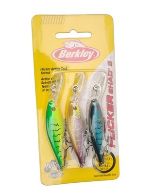 3 lures berkley flicker shad size 5 rattle 2'' 1/5oz assortment crank firetiger