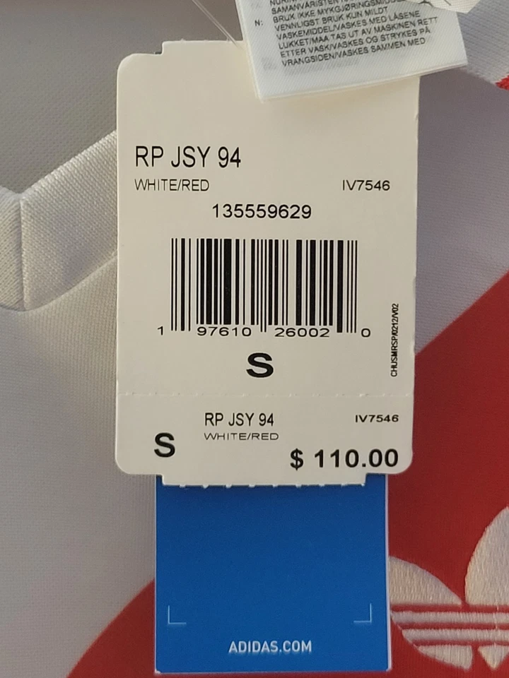 Новая с этикетками винтажная футболка Adidas River Plate 1994 ремейк домашний футбол мужская S - Изображение 3 из 4