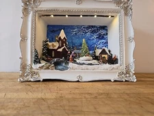 Mr.Christmas Lighted Musical Animated Kid Snowman Horse Carriage Tree Shadow Box