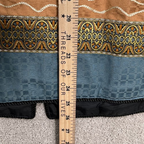 Julia Kim Jacket Women M Blue Black Gold Floral Embroidery Quilt Boho Asian - Picture 9 of 10