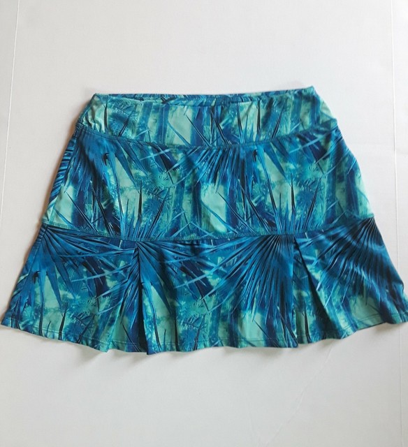 Reel Legends Womens Skort Skirt Short Tennis Golf Blue Palms Pleated Size PM | eBay