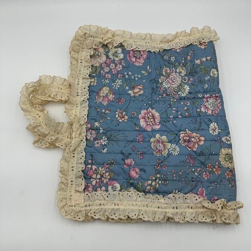Quilted Floral Handmade Project Bag Travel Vintage 80s Pockets Pincushion - Picture 2 of 8