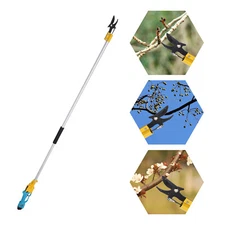 Electric Pruner Cordless Pruning Shears Extension Pole With 2 Lithium Battery US