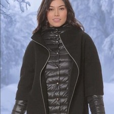 Ciao Milano Womens Coat Xl Wool Double Layer Puffer Liner Black Zipper Jacket