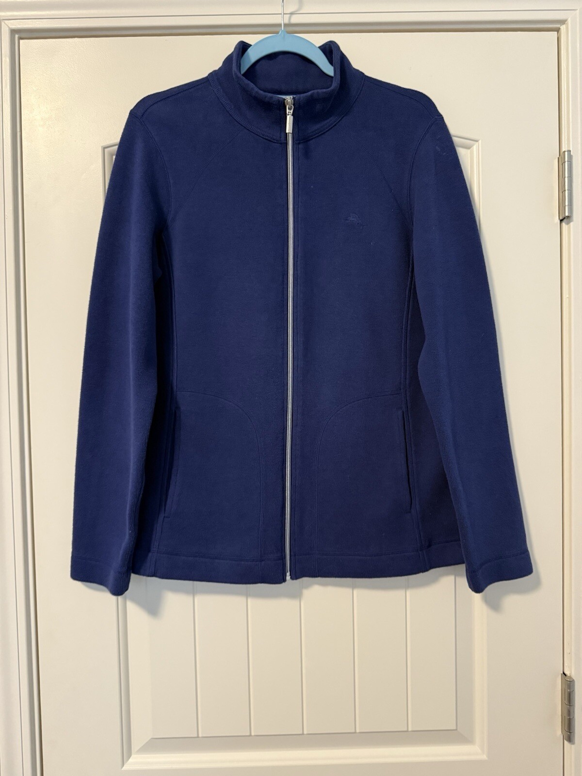 Tommy Bahama Womens Blue Cotton Zip-Up Cardigan Sweater Size Large