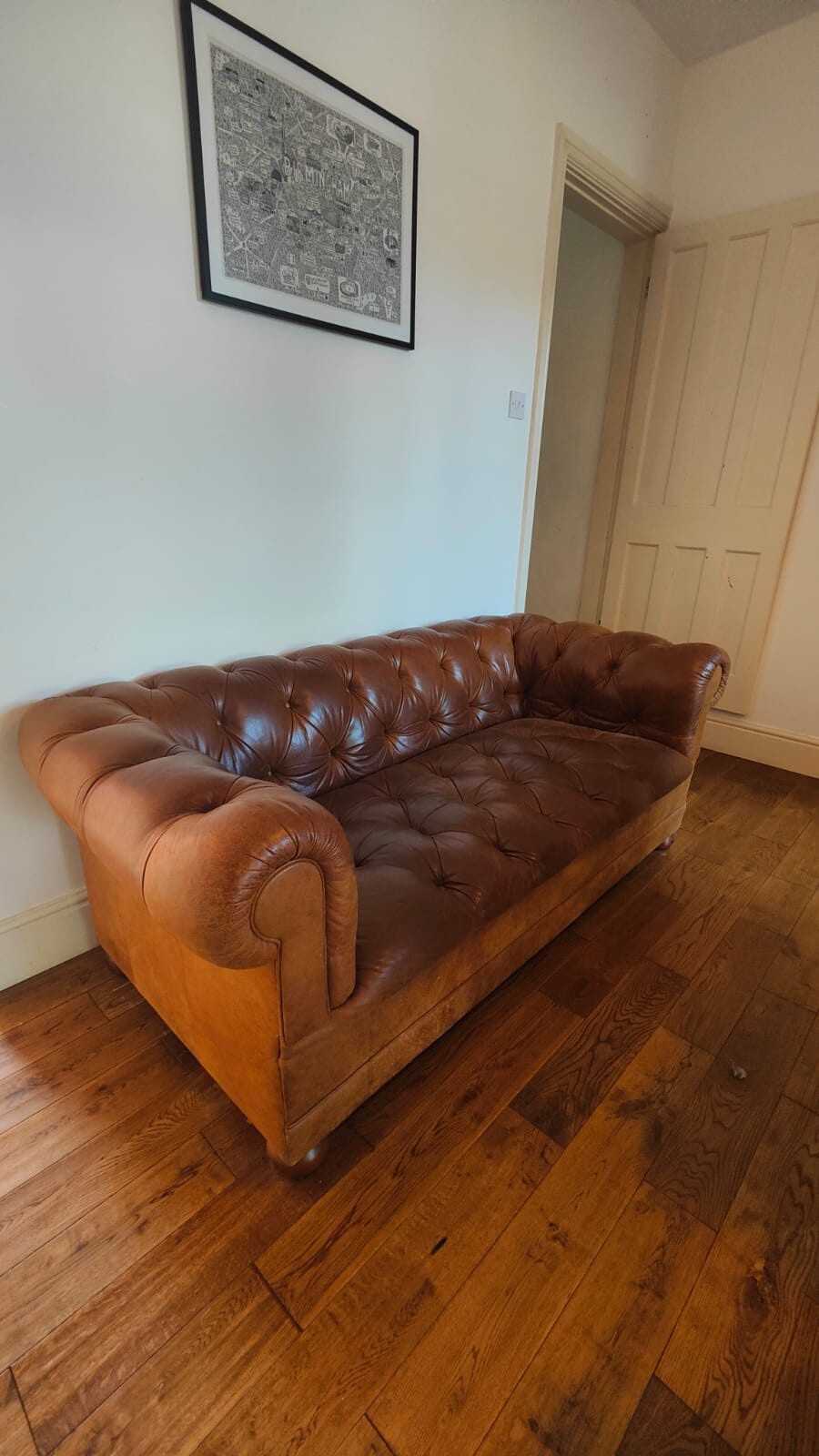 Laura Ashley Chesterfield Sofa Brown Italian Leather eBay