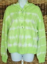 FREE PEOPLE BELIEVER GREEN TIE DYE LACE UP PULLOVER SWEATSHIRT HOODIE S NWT 98