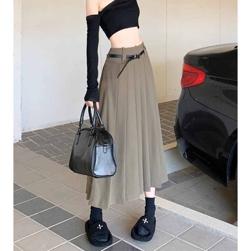 Japanese Women's College Retro Pleated Skirt High Waist