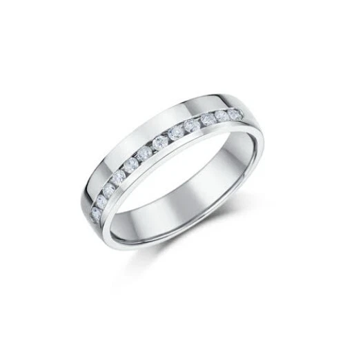 4.5mm 18ct White Gold Channel Set Diamond Wedding Ring eBay