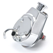For Chevy BBC SBC 350 454 Chrome Saginaw 5/8" Key Way Style Power Steering Pump 