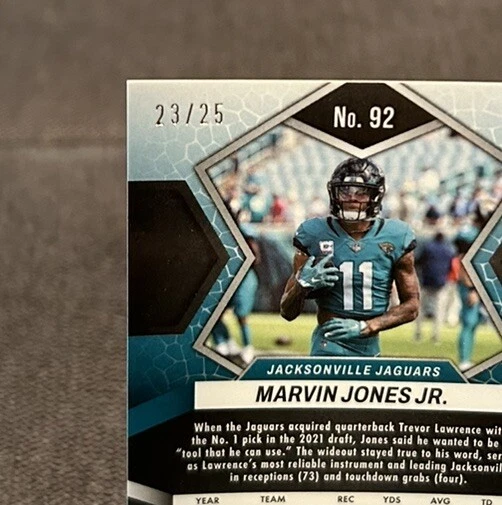 2022 Panini Mosaic Football Marvin Jones Jr White Mosaic /25 #92  - Image 3 of 3