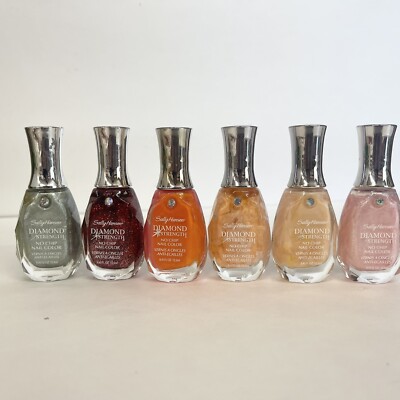 Set Of 6 Assorted Colors Sally Hansen Diamond Strength No Chip Nail Color