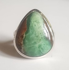 GREEN CHRYSOPRASE NATURAL GEMSTONE 925 STERLING SILVER JEWELRY RING 3 TO 12