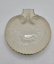  Vintage LENOX Scallop Sea Shell 24k Gold Rim Dish Hand Crafted Japan, 6 avail