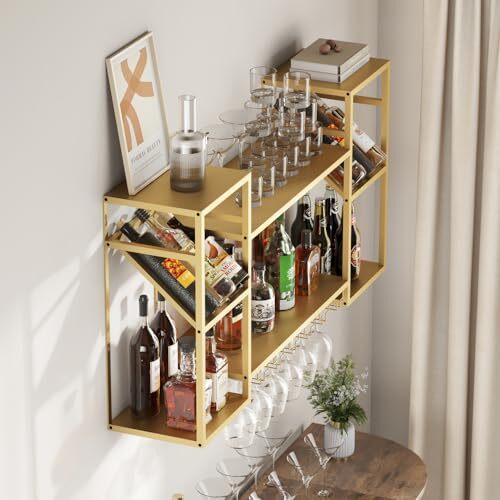 Wall Mounted Farmhouse Style Wine Rack Bar Cabinet For Home,Wine