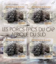 Foglio francobolli PORCOSPINO/animali selvatici Capo Sudafricano #4 di 7 (2012 Burundi)