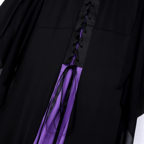 Women's Halloween Wicked Witch Theme Cosplay Costume Outfit Purple Classic Dress - Imagen 13 de 45