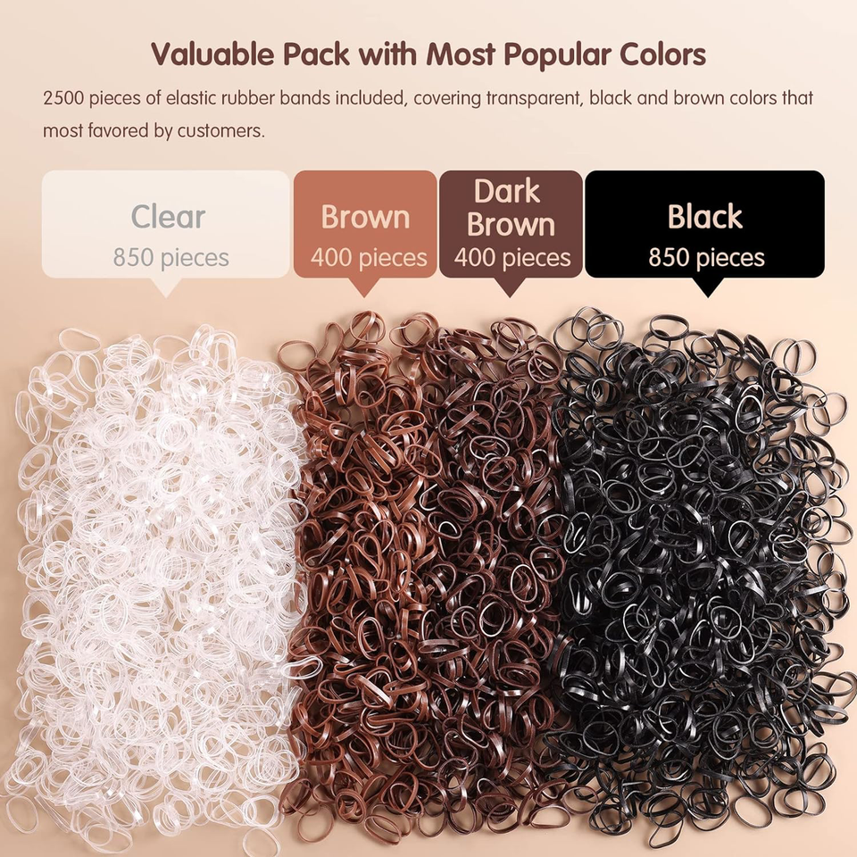 Clear Hair Elastic Bands 2500 Pcs, Small Hair Bands for Girls Women Men