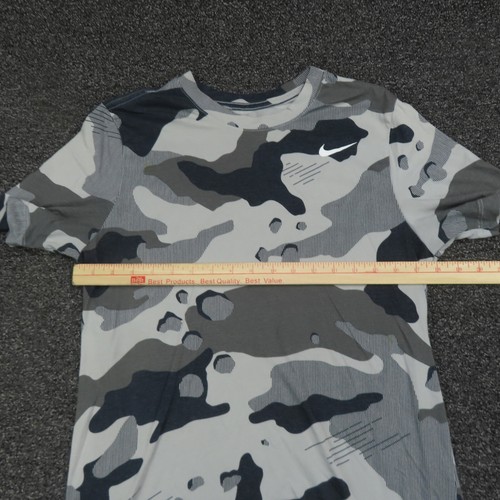 Nike Shirt Youth Small Gray & Black Camouflage Dri-Fit Short Sleeve Breathable - Picture 3 of 8