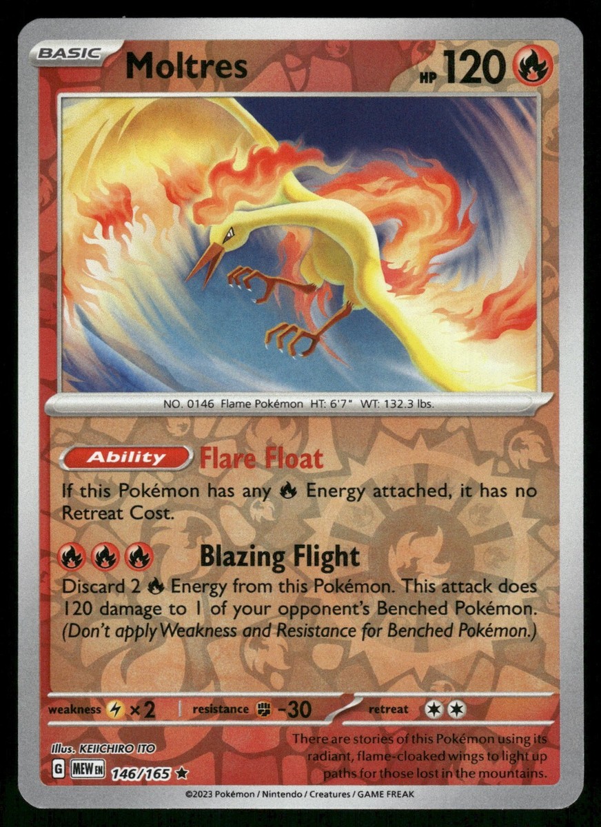 Moltres Reverse Holo NM 146/165 Scarlet & Violet 151 Pokemon Card