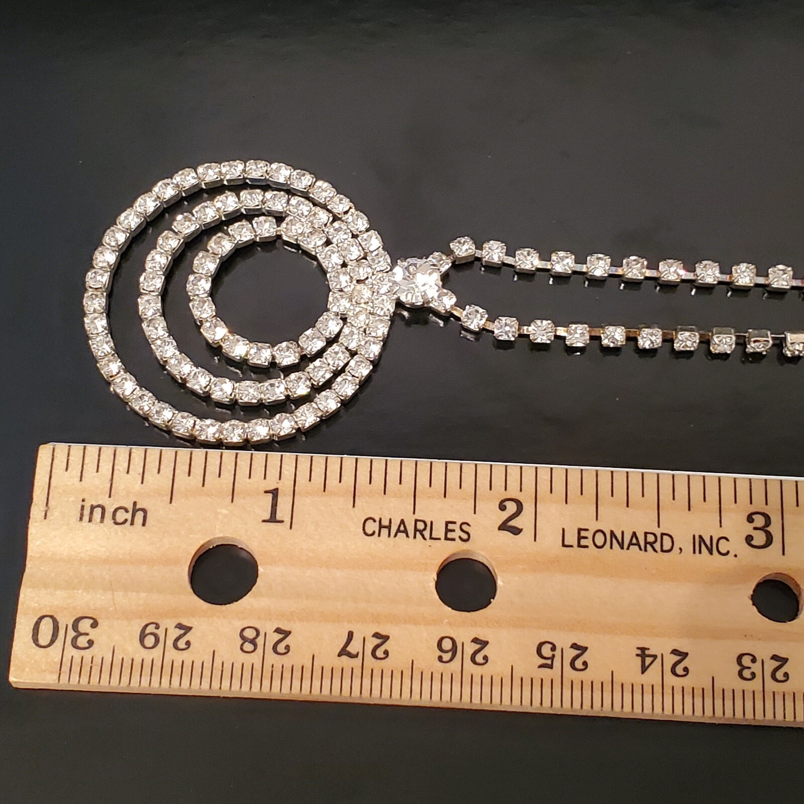 Rhinestone Circle Statement Necklace 20" - image 5