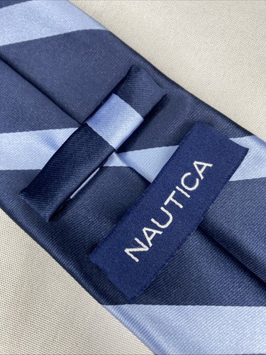 Nautica necktie men's blue striped polyester tie - Picture 2 of 5