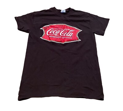 Gildan 100% Cotton Brown Coca Cola T-Shirt Top Tees Short Sleeve (S) (K13) Coke