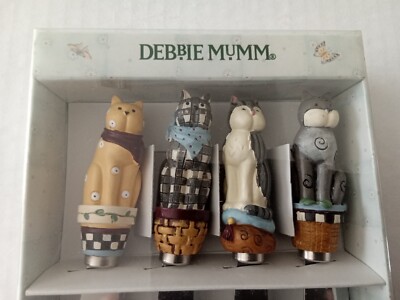 Vintage 2001 Debbie Mumm Garden Cats Cheese Spreaders New in Box 4 Pieces Set