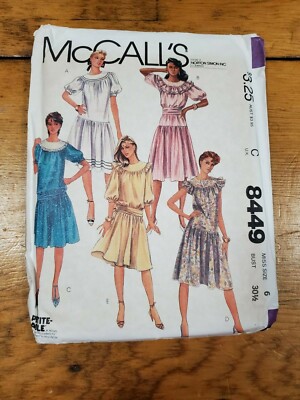 VINTAGE MCCALLS DROP WAIST PULLOVER DRESS PATTERN 8449 SIZE 6 FREE SHIPPING | eBay VINTAGE MCCALLS DROP WAIST PULLOVER DRESS PATTERN 8449 SIZE 6 FREE SHIPPING | eBay