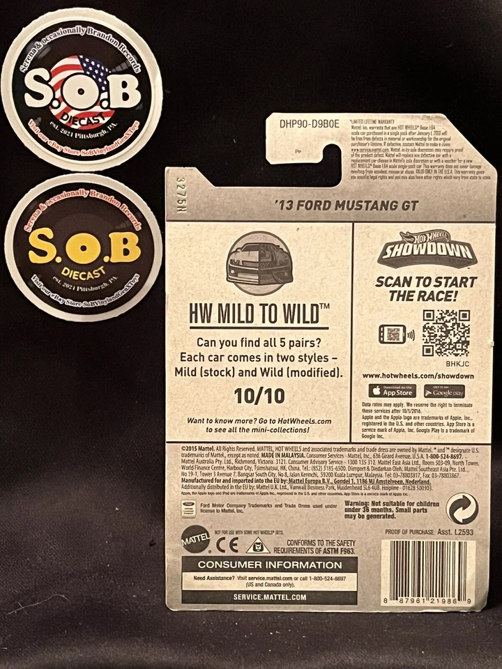 Ford Mustang GT 2013 amarillo diecast sellado casi nuevo Hot Wheels Foto 3 de 3