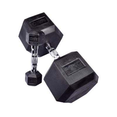 Exersci Gummi Hex Hanteln 2,5 kg bis 50 kg Paar robuste Gewichte in Fitnessqualität