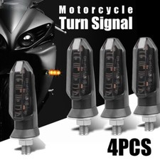 4Pcs Motorcycle Motorbike Turn Signal Indicator Lamp Amber Mini LED Light Smoked