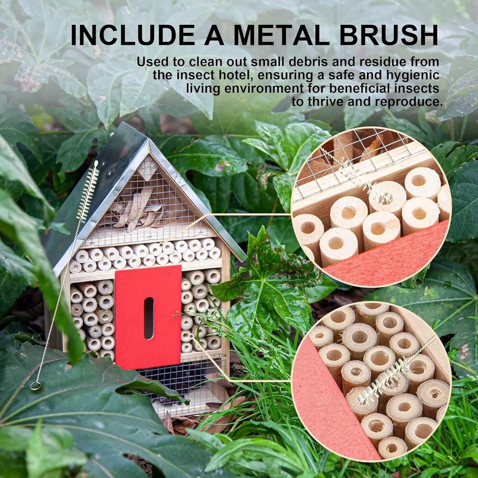4 Floor Hanging Insect House for Gardens, Natural Wooden Insect Hotel ...