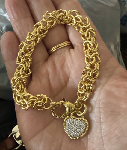 Judith Ripka Sterling Verona strukturiertes byzantinisches Herz Bettelarmband 7,25 Neu! - Bild 1 von 5