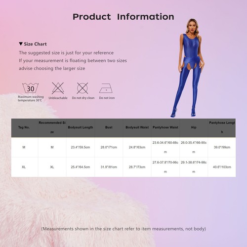 UK Women 2 Piece Outfits Glossy High Waist Pantyhose with High Cut Bodysuit Set - Picture 55 of 104