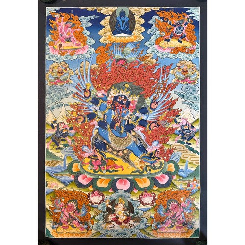 Vajrakilaya Thangka in oro 24k di grandi dimensioni, beato Vajrakilaya Thanka