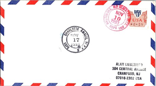 USAir First Flight Baltimore Maryland - Saint Thomas Virgin Islands - RARE 1993