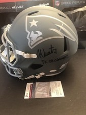 JSA ADAM VINATIERI SIGNED PATRIOTS SLATE 3xSB CHAMPS FULL SIZE REP HELMET 572