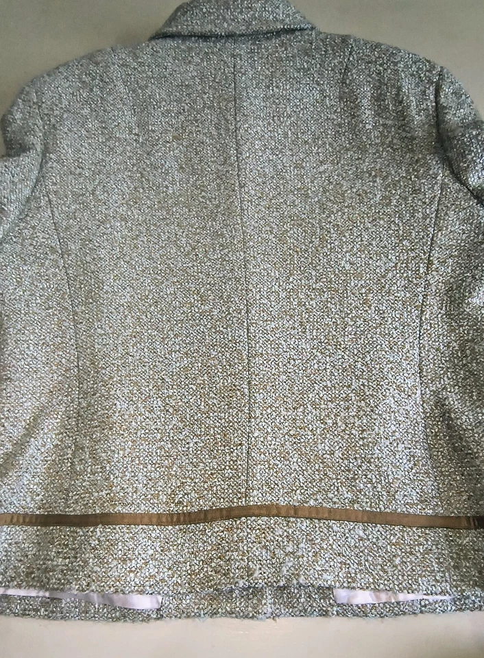 Liz Claiborne 2 Piezas Moda Lana Tweed Traje Conjunto Verde Gris Talla 8 Mujer Vestido Foto 4 de 4