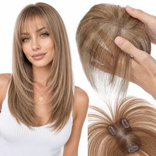 CLEARANCE 100 Remy Human Hair Topper Hairpiece Clip In Silky Lace Base Toupee