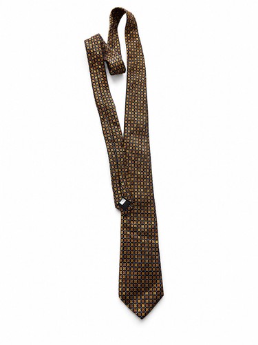 Barneys New York Men’s 100% Silk Geometric Tie Blue Gold Made in USA
