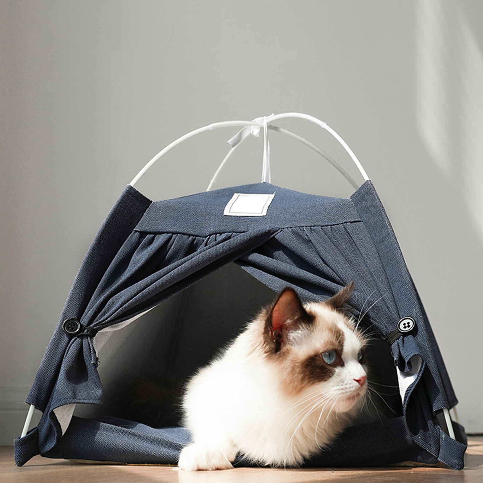 ༝Warm Pet Sleeping Tent Removable Cotton Linen Pet Indoor Tent For Cats Dogs
