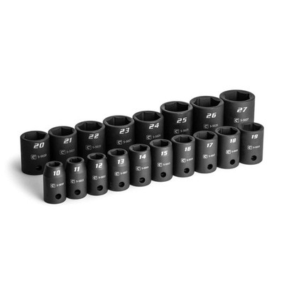 Capri Tools 1/2 in. Drive Shallow Impact Socket Set, 10 to 27 mm, Metric, 18-...