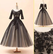 Short A-Line Wedding Dress Plus Size Scoop Half Sleeve Lace Up Tea Length