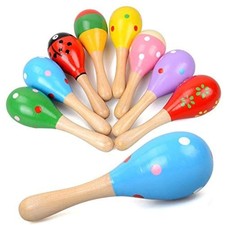 Mini Wooden Maracas for Kids, Wooden Fiesta Maracas Assorted Color and Design...
