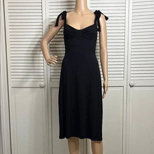 Reformation Black Sweetheart Midi Jersey Tie Shoulder Dress Sleeveless Small