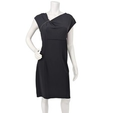 Elie Tahari Black Asymmetrical Zip Sheath Dress Minimalist Cocktail City Large